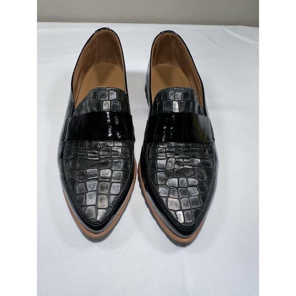NWOT Paul Green Dara Patent Leather Croc Embossed Pointy Loafers Black US 6.5 - Picture 2 of 11